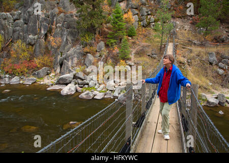 Rock Creek a ponte Benvenuti Creek sentiero, Lolo National Forest, Montana Foto Stock