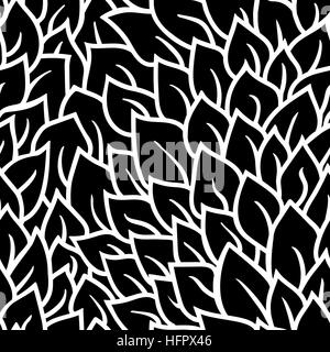 Bianco e nero seamless pattern. Ornamento grafico. Floral sfondo elegante. Vettore texture ripetitive con foglie stilizzate Illustrazione Vettoriale