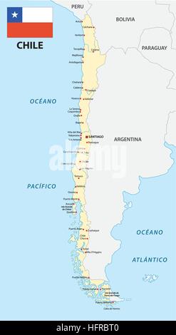 Mappa Chlle con bandiera Illustrazione Vettoriale