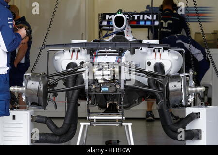 Felipe Massa della Williams Martini Racing car essendo impostati per il Gran Premio del Canada gara a Montreal, Quebec Foto Stock