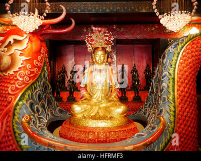 Santuario cinese di Lady princess Dok Soi Mak (Betel dado fiore) una dea locale per le persone di pregare in Wat Phanan Choeng tempio di Ayutthaya, Thailandia Foto Stock