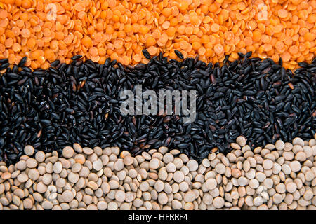 I fagioli secchi, cereali e legumi - dispensa sfondo alimentare Foto Stock