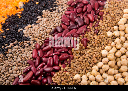 I fagioli secchi, cereali e legumi - dispensa sfondo alimentare Foto Stock