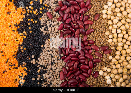 I fagioli secchi, cereali e legumi - dispensa sfondo alimentare Foto Stock