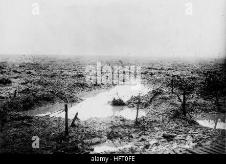 Battaglia di PASSCHENDAELE (la terza battaglia di Ypres) novembre 1917. Il groviglio di fango e di filo spinato attraverso il quale il Canadian Corps advanced nelle fasi finali della battaglia. Foto: ufficiale canadese Foto Stock