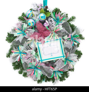 Ghirlanda di Natale. Fatto a mano ornamento con posto per il testo. Foto Stock