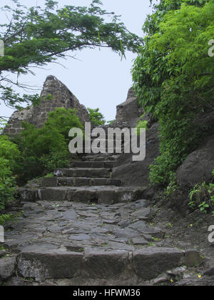 Passi per shivneri gad o fort, junnar, Maharashtra, India Foto Stock