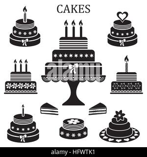 Compleanno e torte nuziali Illustrazione Vettoriale