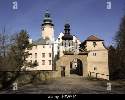 Il castello di Lemberk - guardia di castello fu costruito nella metà del XIII secolo Foto Stock