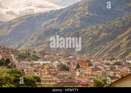 Banos de Agua Santa, provincia di Tungurahua, Ecuador teleobiettivo antenna Shot, Sud America Foto Stock
