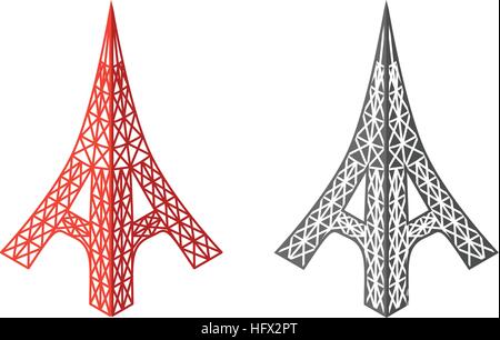 Torre Eiffel icone in stile isometrica, disegno vettoriale Illustrazione Vettoriale