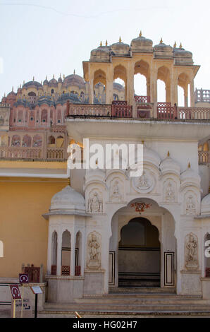 Parte della costruzione del palazzo dei venti Hava Makhal in Jaipur India,una parte, architettura, edilizia, decoro, hava Foto Stock