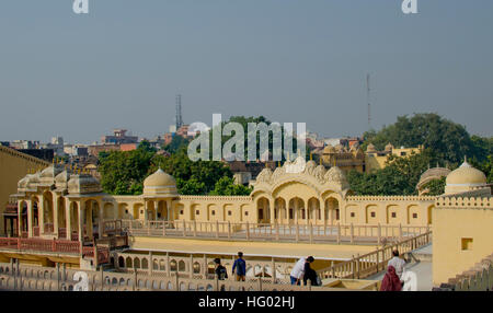 Parte della costruzione del palazzo dei venti Hava Makhal in Jaipur India,una parte, architettura, edilizia, decoro, hava Foto Stock