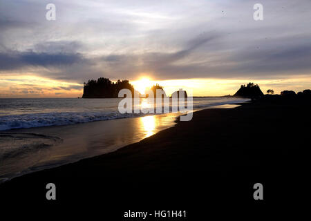 Tramonto a La Push, Washington Foto Stock