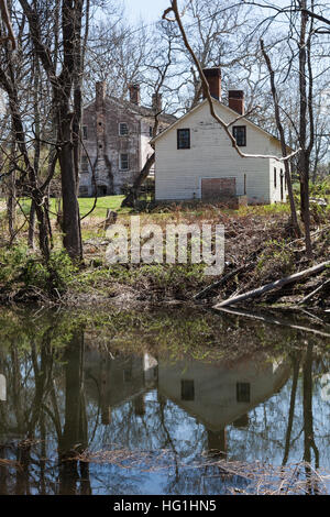 Fotografie a colori di edifici storici ad Allaire Village di Allaire membro Park di Farmingdale, New Jersey Foto Stock