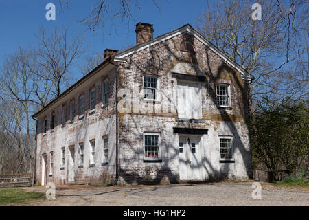 Fotografie a colori di edifici storici ad Allaire Village di Allaire membro Park di Farmingdale, New Jersey Foto Stock