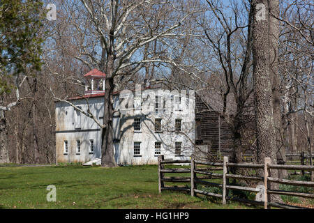 Fotografie a colori di edifici storici ad Allaire Village di Allaire membro Park di Farmingdale, New Jersey Foto Stock