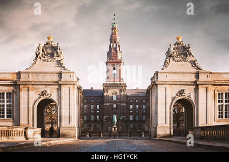 Immagine del grand entry al castello di Christiansborg a Copenaghen, in Danimarca. Foto Stock