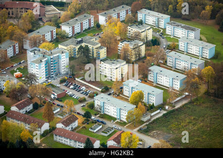 Vista aerea, ristrutturazioni VONOVIA grattacielo e insediamento strada narciso, alloggi sociali, di alloggi in locazione, Bochum Ruhr aeria, Foto Stock