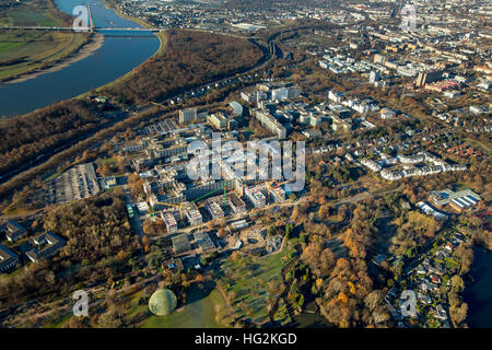 Vista aerea dell'università di Dusseldorf, Università Heinrich-Heine, Giardino Botanico, Dusseldorf, Renania,Renania settentrionale-Vestfalia Foto Stock