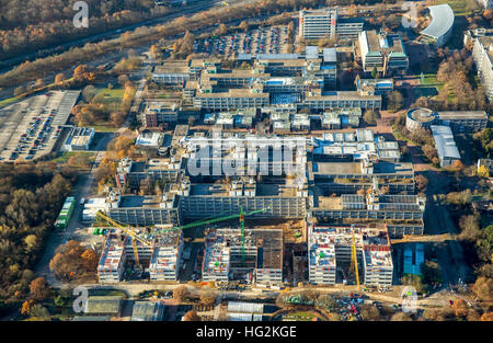 Vista aerea dell'università di Dusseldorf, Università Heinrich-Heine, Giardino Botanico, Dusseldorf, Renania,Renania settentrionale-Vestfalia Foto Stock