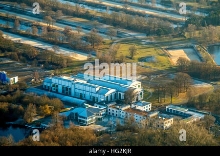 Vista aerea, Gelsenwasser AG, impianto di trattamento delle acque, impianto acqua a sud di Haltern serbatoio s, Haltern am See, Münsterland, Foto Stock