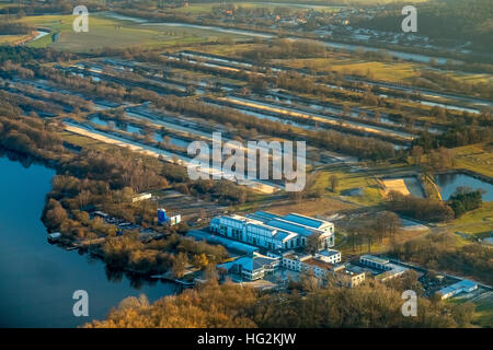Vista aerea, Gelsenwasser AG, impianto di trattamento delle acque, impianto acqua a sud di Haltern serbatoio s, Haltern am See, Münsterland, Foto Stock