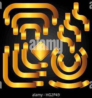 Set di golden banners, nastri ed etichette Illustrazione Vettoriale