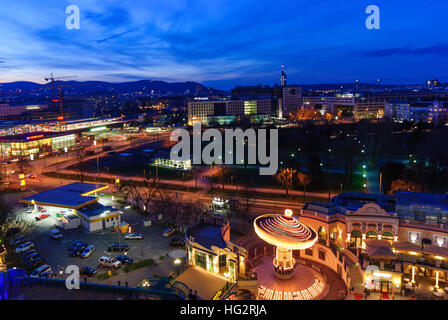 Wien, Vienna: vista dalla ruota panoramica del Prater sulla Praterstern, 02., Wien, Austria Foto Stock