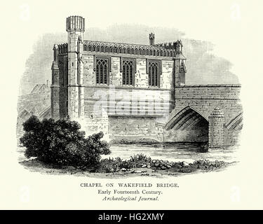 Le Chantry Cappella di Santa Maria Vergine, sul ponte di Wakefield, inizi del XIV secolo. Foto Stock