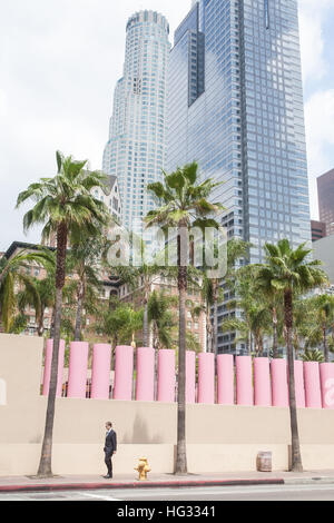 Skyscapers Pershing Square,centro nel quartiere finanziario,nel centro cittadino di Los Angeles,L.A., California, U.S.A.,Stati Uniti d'America Foto Stock