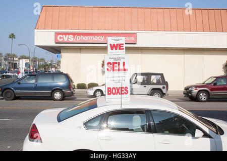Scatole, per, vendita, pubblicizzati, da tetto di auto in Los Angeles, California, Stati Uniti d'America,U.S.A.,Stati Uniti d'America. Foto Stock