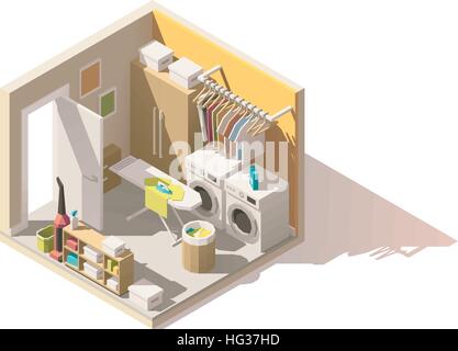Vettore bassa isometrica poli lavanderia icona Illustrazione Vettoriale