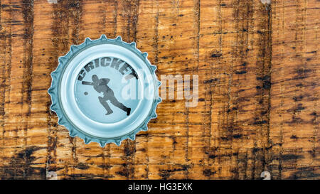 Giocatore di Cricket in schiuma della birra Foto Stock
