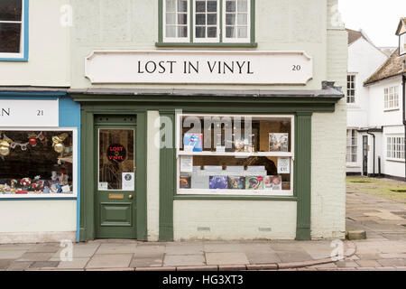 La perdita in vinile record store o un negozio in Bridge Street Cambridge Regno Unito Foto Stock