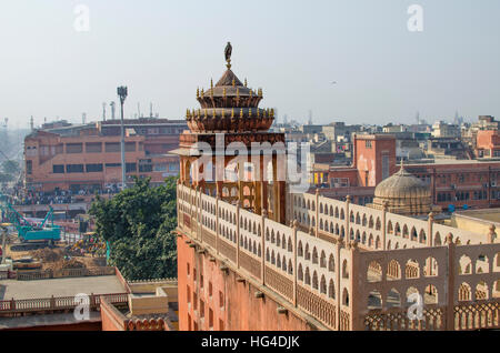 Parte della costruzione del palazzo dei venti Hava Makhal in Jaipur India,una parte, architettura, edilizia, decoro, hava Foto Stock