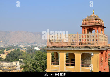 Parte della costruzione del palazzo dei venti Hava Makhal in Jaipur India,una parte, architettura, edilizia, decoro, hava Foto Stock