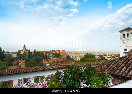 Generalife dell'Alhambra di Granada, Andalusia, Spagna Foto Stock