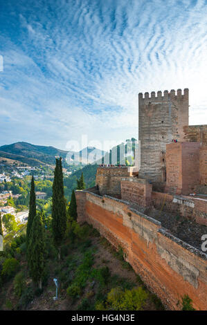 Albaicin e la Alcazaba dell'Alhambra di Granada, Andalusia, Spagna Foto Stock