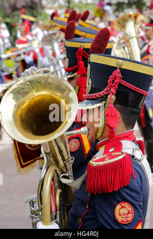 Militare banda di ottone al giorno della tradizione, San Antonio de Areco, La Pampa, Argentina Foto Stock