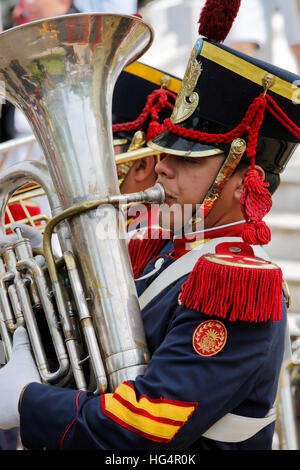 Militare banda di ottone al giorno della tradizione, San Antonio de Areco, La Pampa, Argentina Foto Stock