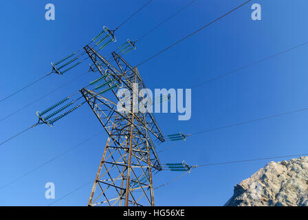 Berchtesgadener Alpen: 220 kV - linea ad alta tensione di Verbund AG a Torscharte presso il monte Hochkönig, Tennengau, Salisburgo, Austria Foto Stock