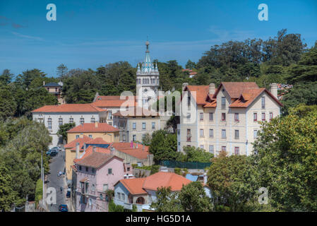 Panoramica sulla città, Sintra, UNESCO, Portogallo Foto Stock