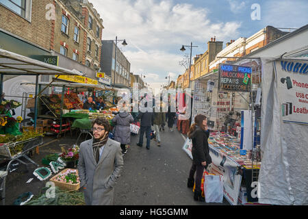 Mercato della cappella di Islington. Strada del mercato Foto Stock