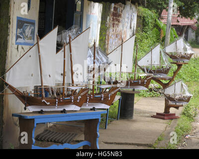 URU barche in legno. In fase di costruzione. Beypore, Calicut, Kerala, India Foto Stock