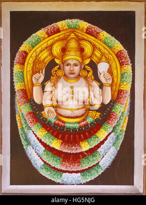 Verniciatura della dea Durga. Bhagavathy Amman Tempio, Nemmara, Palakkad Kerala Foto Stock