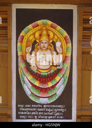 Verniciatura della dea Durga. Bhagavathy Amman Tempio, Nemmara, Palakkad Kerala Foto Stock