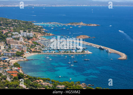 Vista aerea Puerto Portals marina maiorca isole baleari Spagna Foto Stock