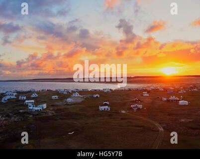 Uruguay, Rocha dipartimento, vista in elevazione del Cabo Polonio al tramonto. Foto Stock