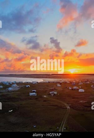 Uruguay, Rocha dipartimento, vista in elevazione del Cabo Polonio al tramonto. Foto Stock